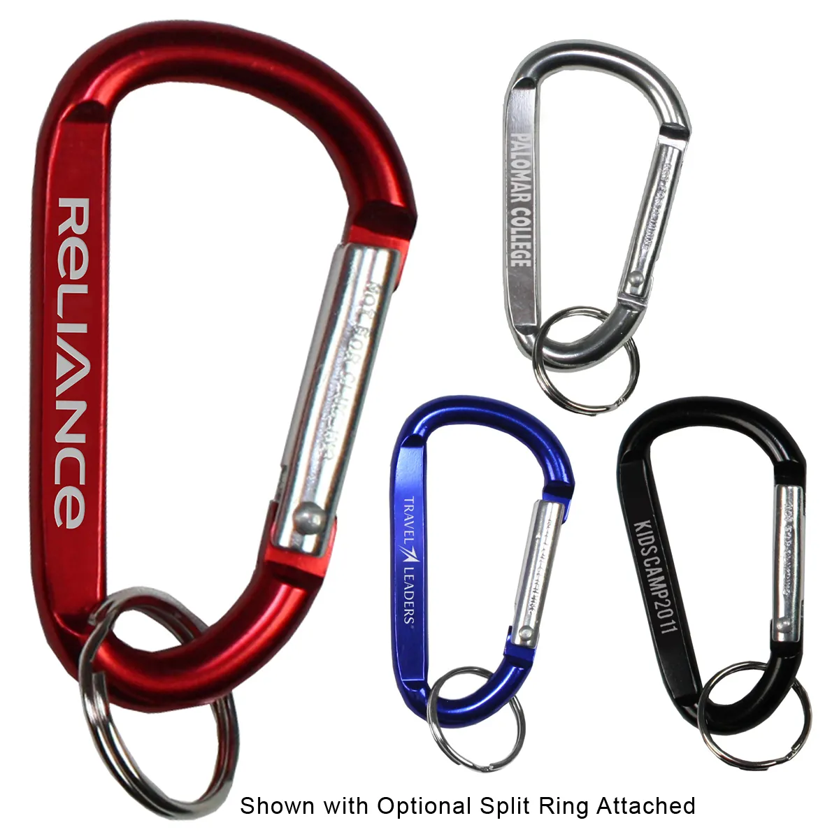 Medium Aluminum Carabiner Keychain Split Ring - 2.4 x 1.3 in