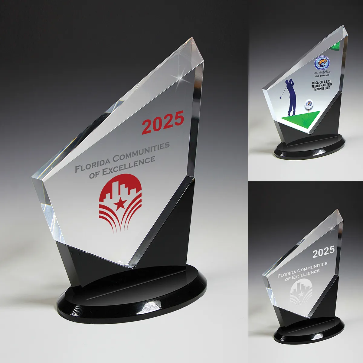 Century Acrylic Award Rectangle Clear Black Base - 6 x 8 in