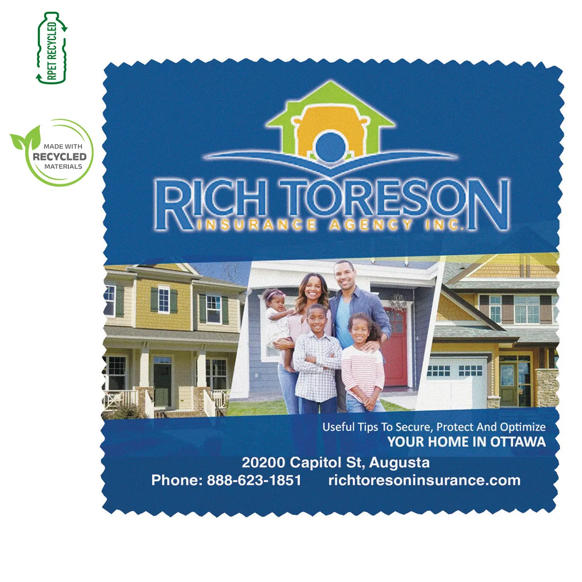 Recycled RPET Microfiber Screen Cleaner Serrated - 6 x 6 in