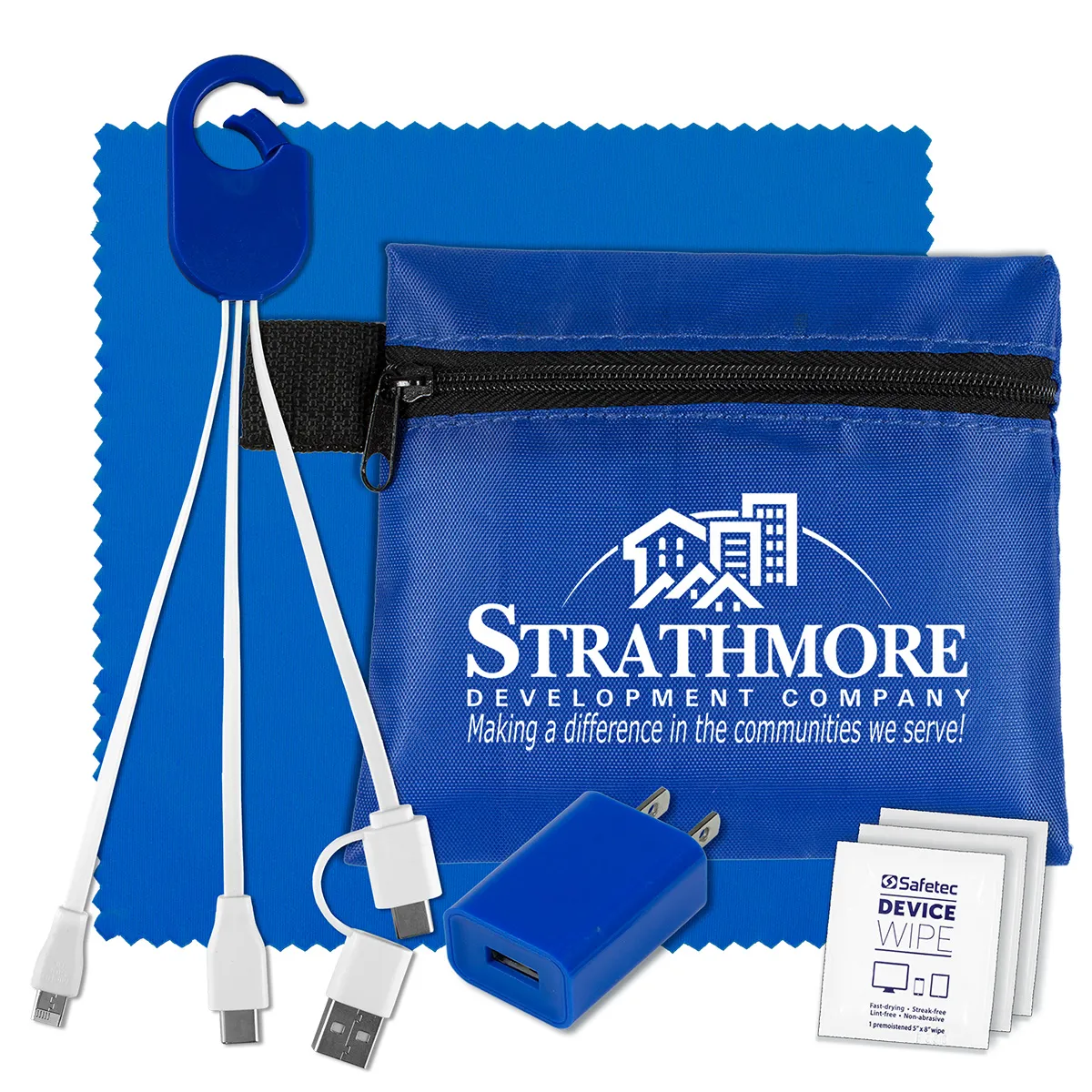 Tech Travel Kit USB Charger Cables Microfiber - 5 x 4.3 in - product view 3