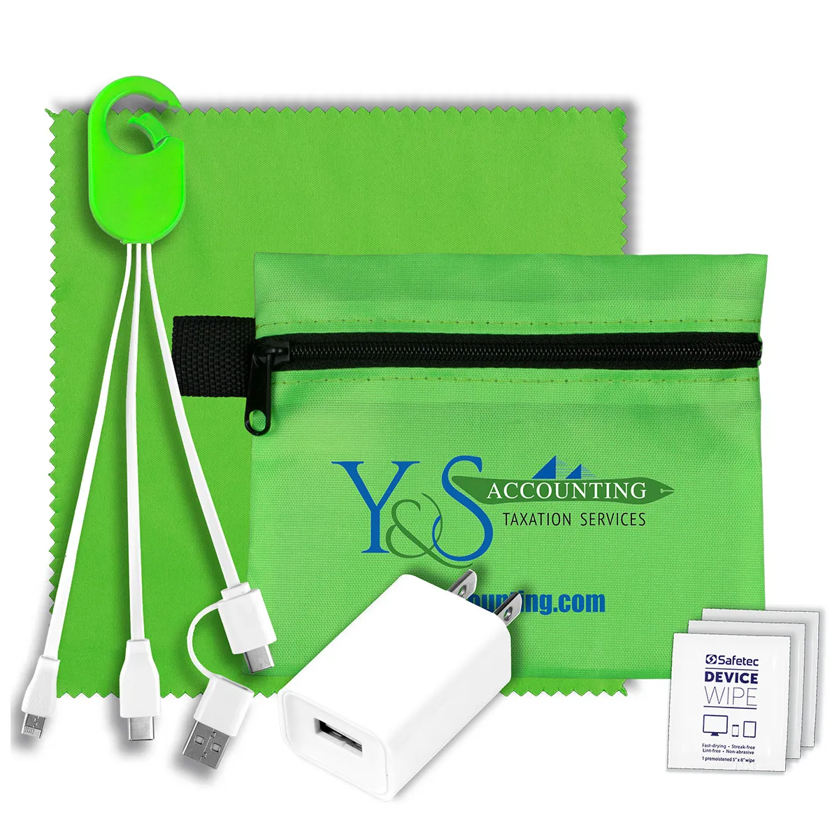 Tech Travel Kit USB Charger Cables Microfiber - 5 x 4.3 in - product view 4