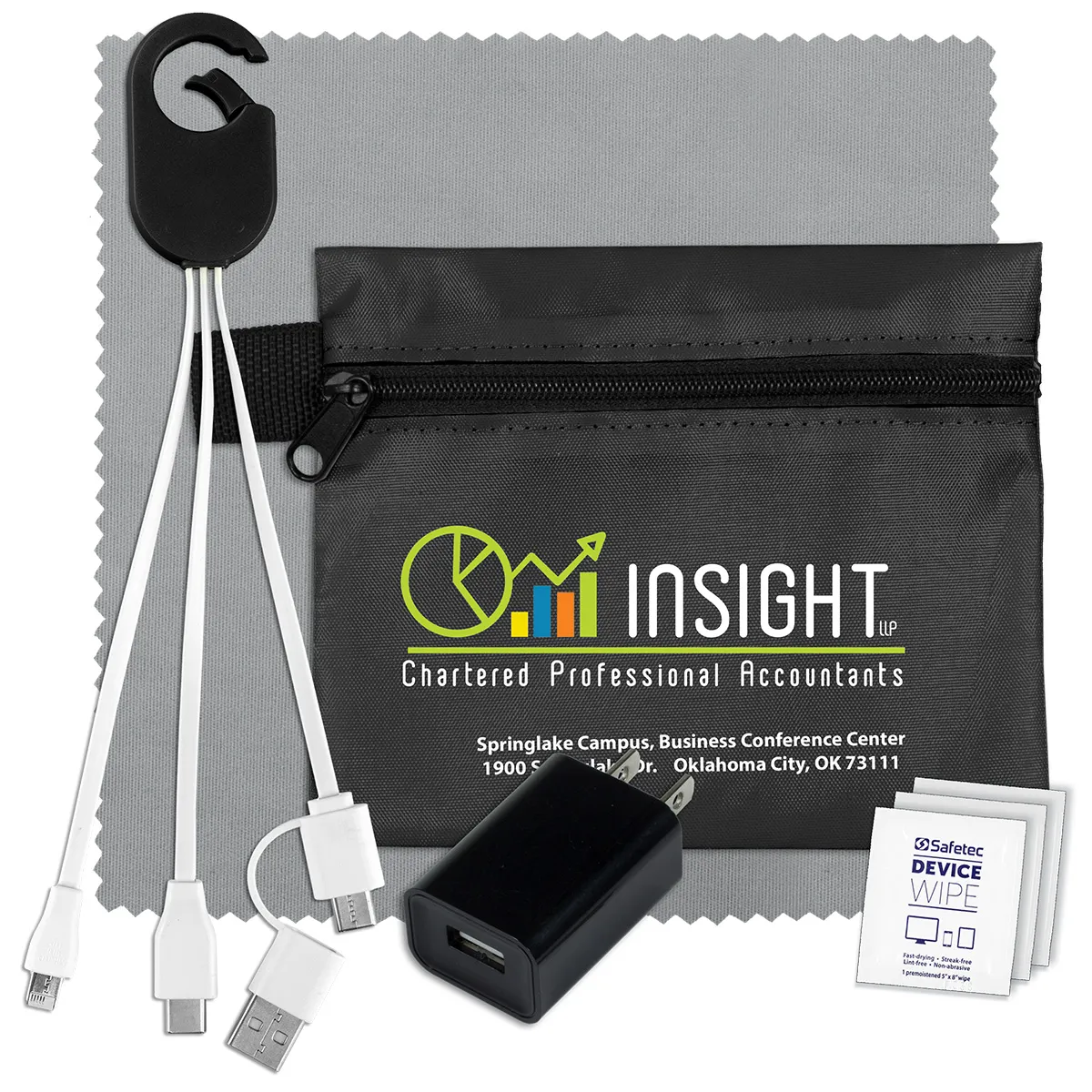 Tech Travel Kit USB Charger Cables Microfiber - 5 x 4.3 in - product view 11