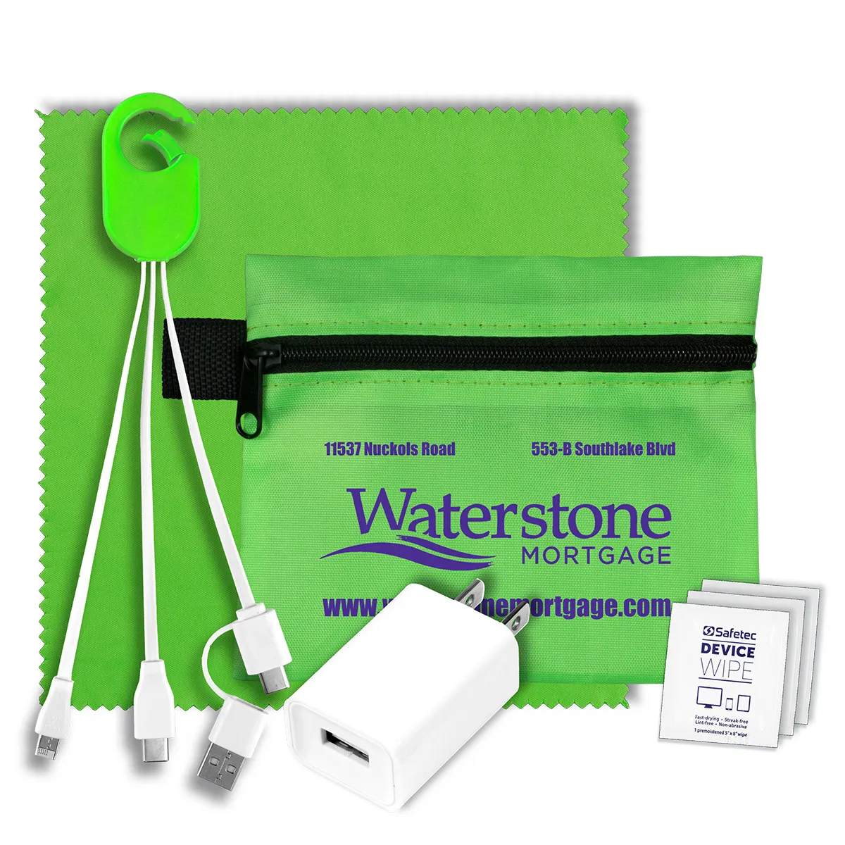 Tech Travel Kit USB Charger Cables Microfiber - 5 x 4.3 in - product view 13