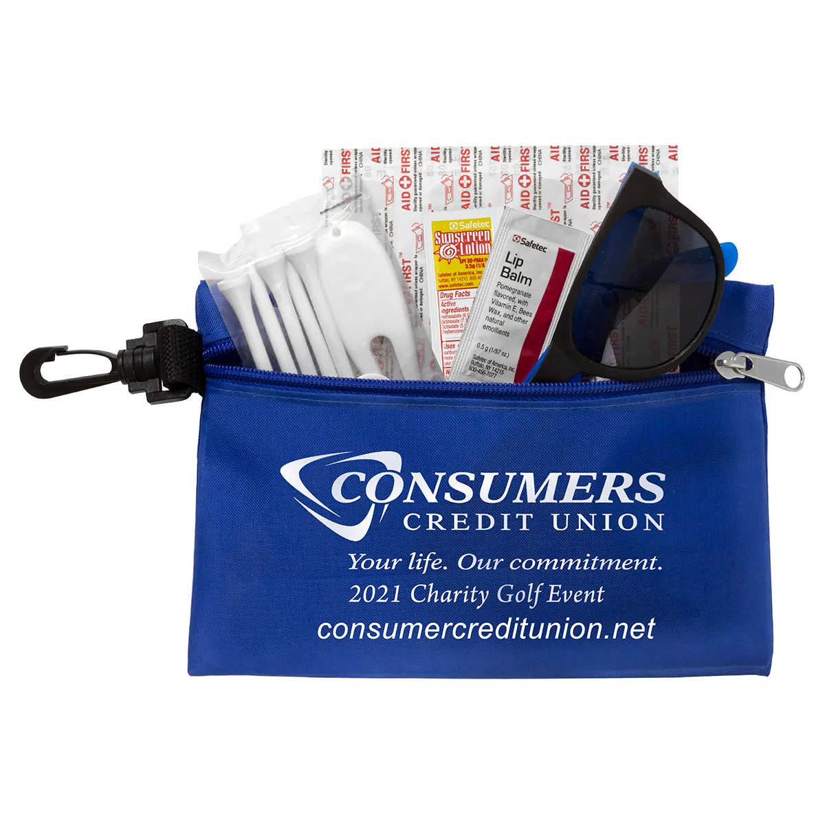 Golf Kit 15 Piece Zippered Pack Carabiner - 7.5 x 5 in - product view 3