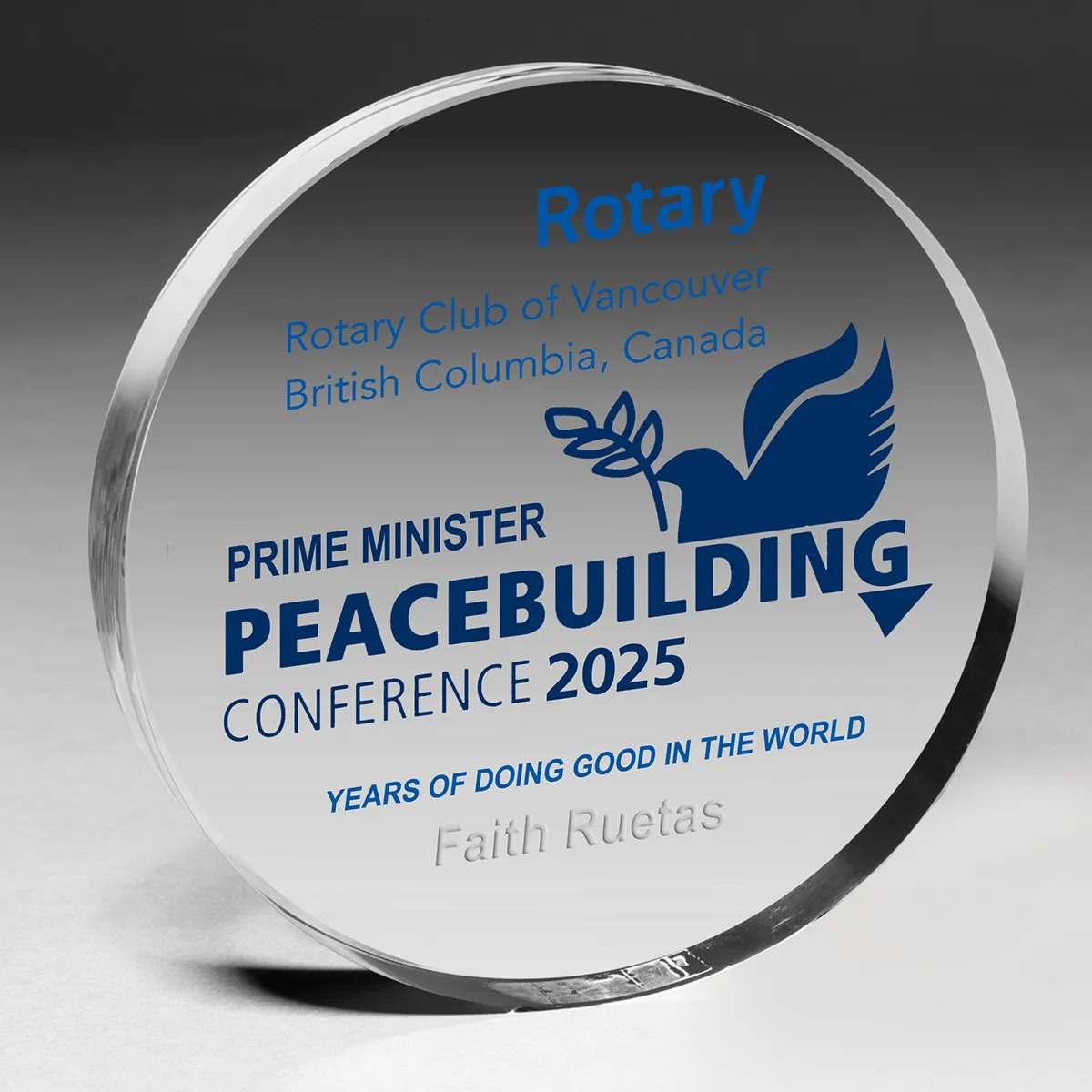 Circle Acrylic Paperweight Clear Thick Base - 4 in dia