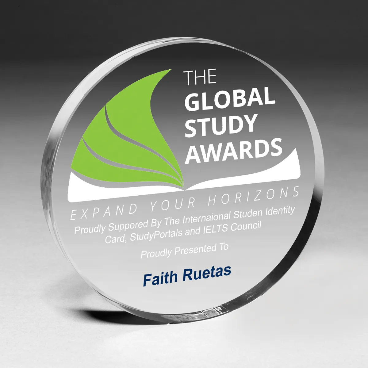 Circle Acrylic Paperweight Clear Thick Base - 4 in dia - product view 2