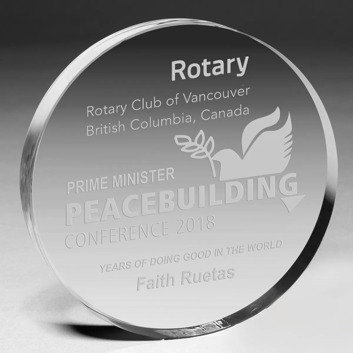 Circle Acrylic Paperweight Clear Thick Base - 4 in dia - product view 3