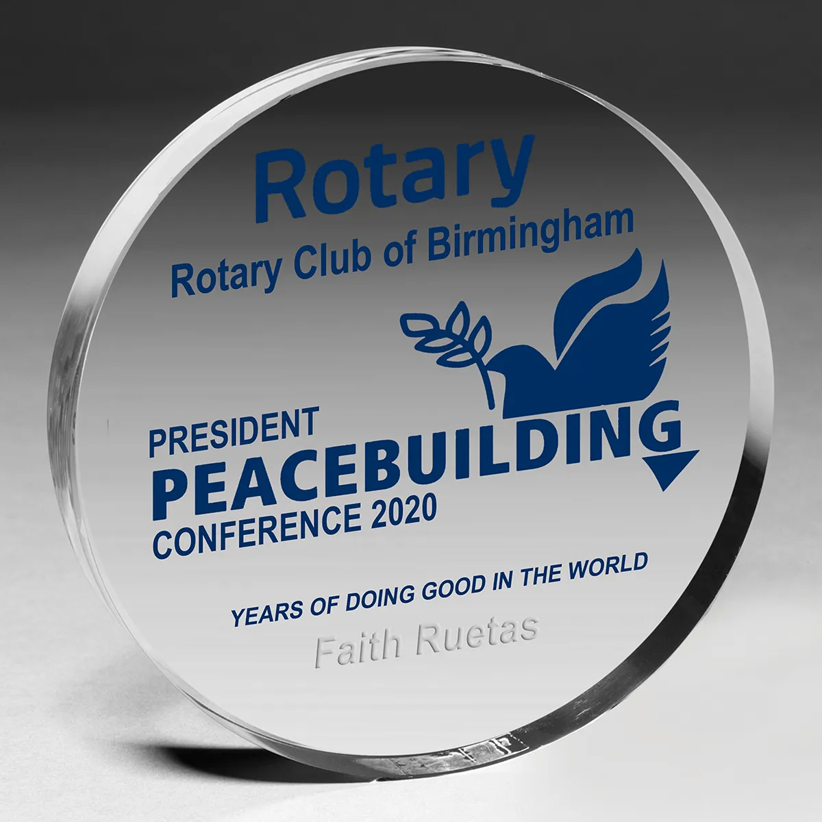 Circle Acrylic Paperweight Clear Thick Base - 4 in dia - product view 6