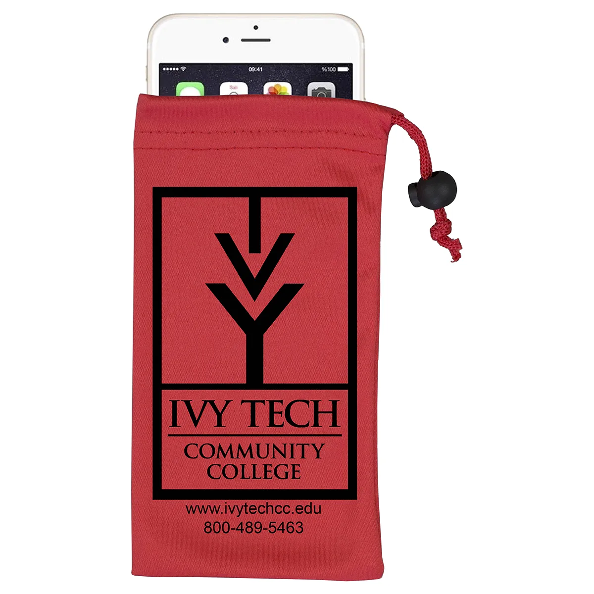 Microfiber Phone Pouch Drawstring Spot Color - 4 x 7.5 in - product view 3