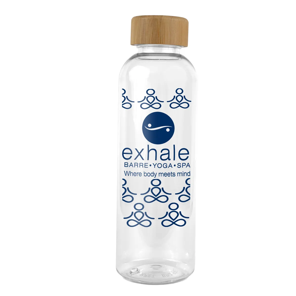 Recycled RPET Water Bottle Bamboo Cap Clear - 22 oz - product view 6