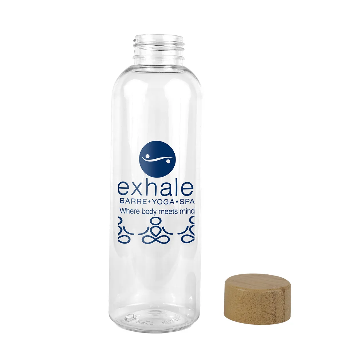 Recycled RPET Water Bottle Bamboo Cap Clear - 22 oz - product view 7