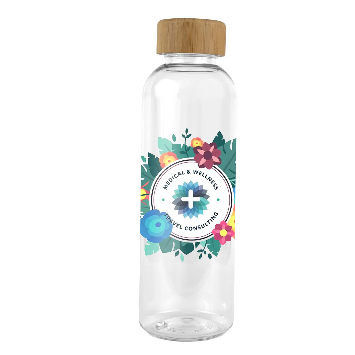 Recycled RPET Water Bottle Bamboo Cap Clear - 22 oz - product view 14
