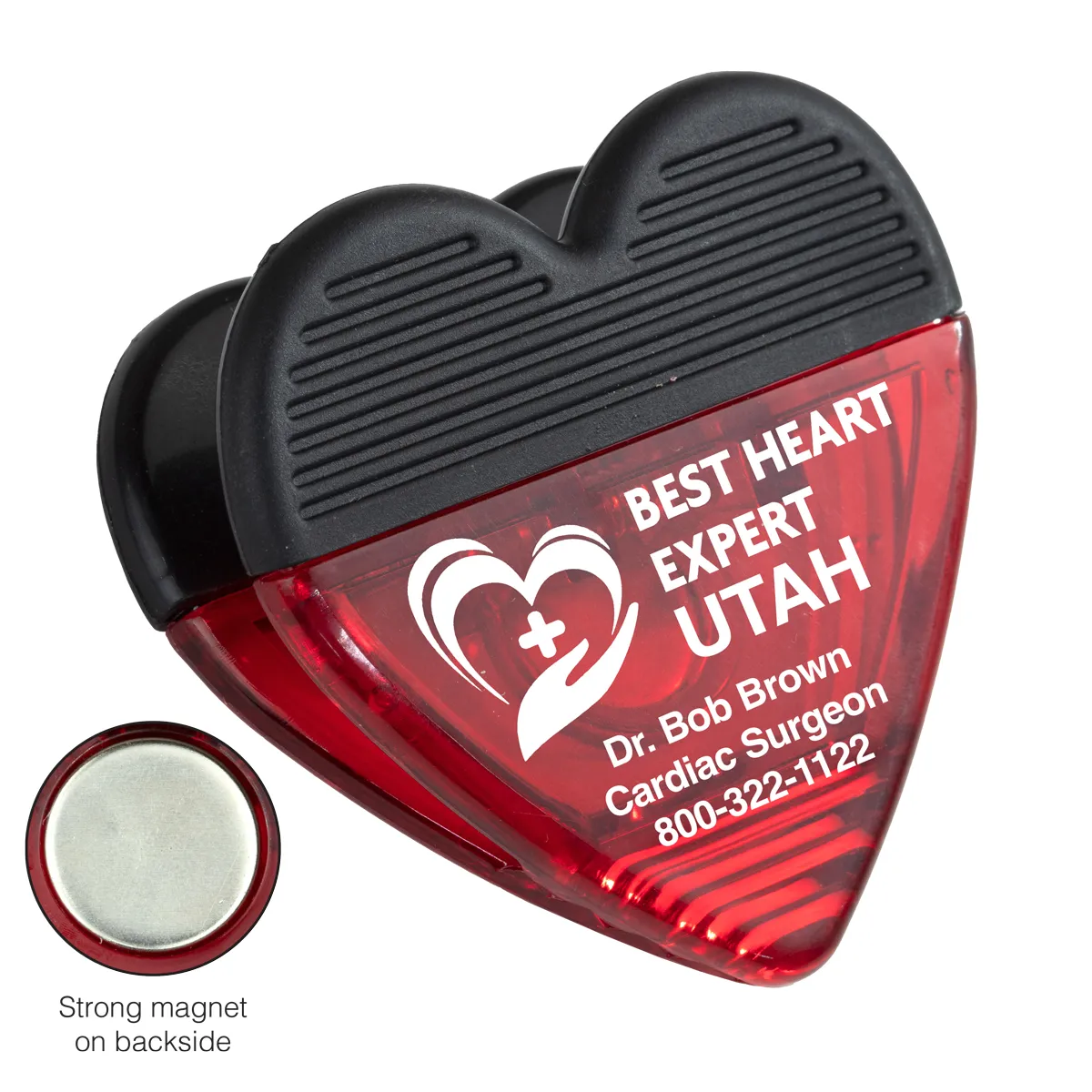 Heart Shaped Magnetic Clip Polypropylene Strong Hold - 2.75 in