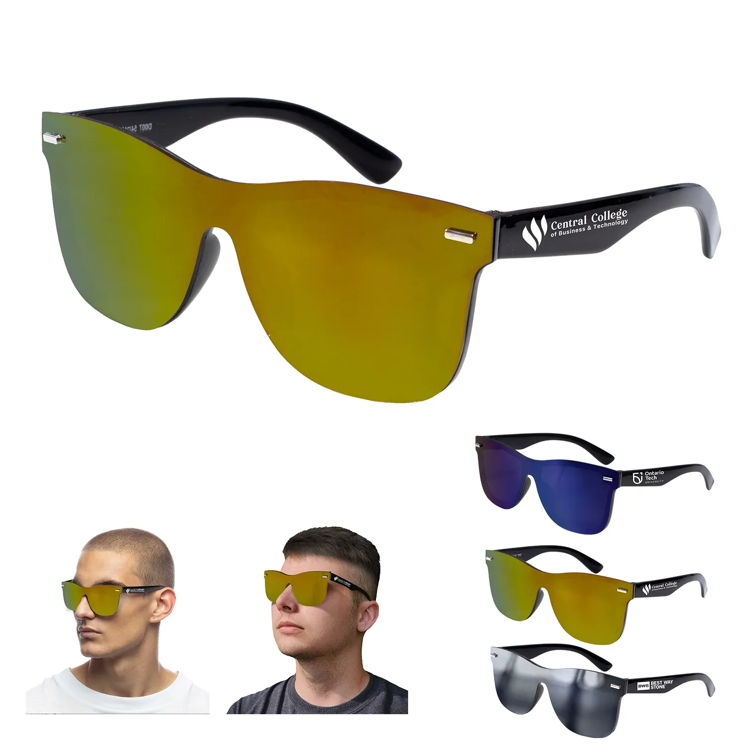 Rimless Reflective Sunglasses Single Lens UV Protection
