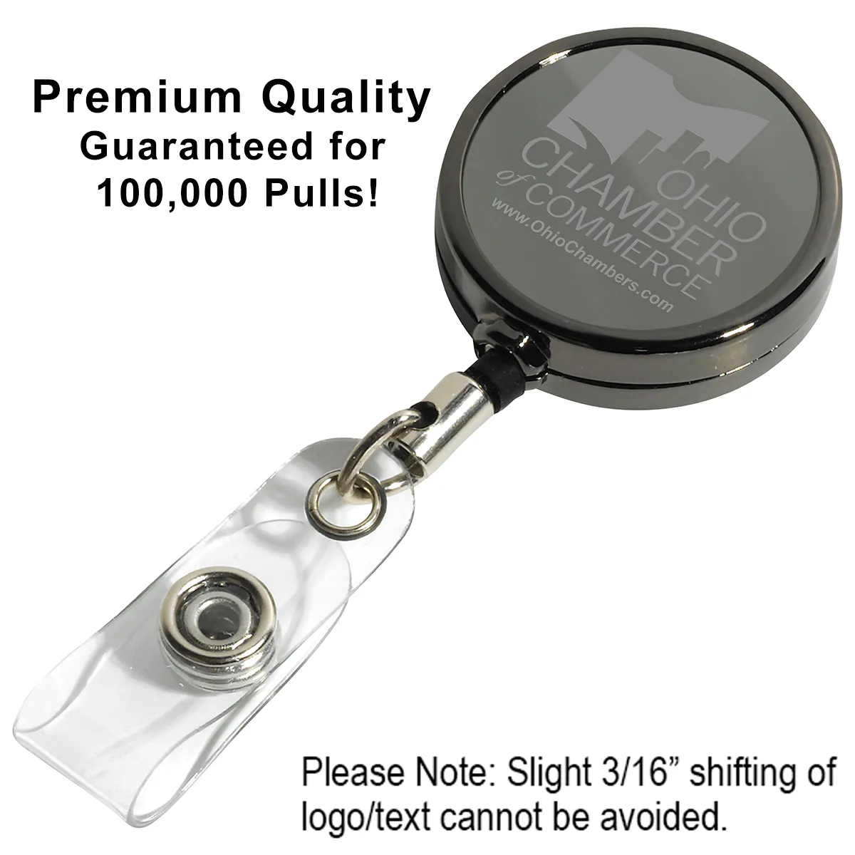 Badge Reel Gunmetal Metal Dublin Laser Engraved - 1.25 in Round