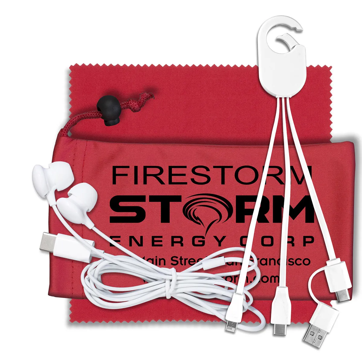 Mobile Tech Charging Kit Microfiber Cinch Pack - 5 x 4.25 in - product view 6