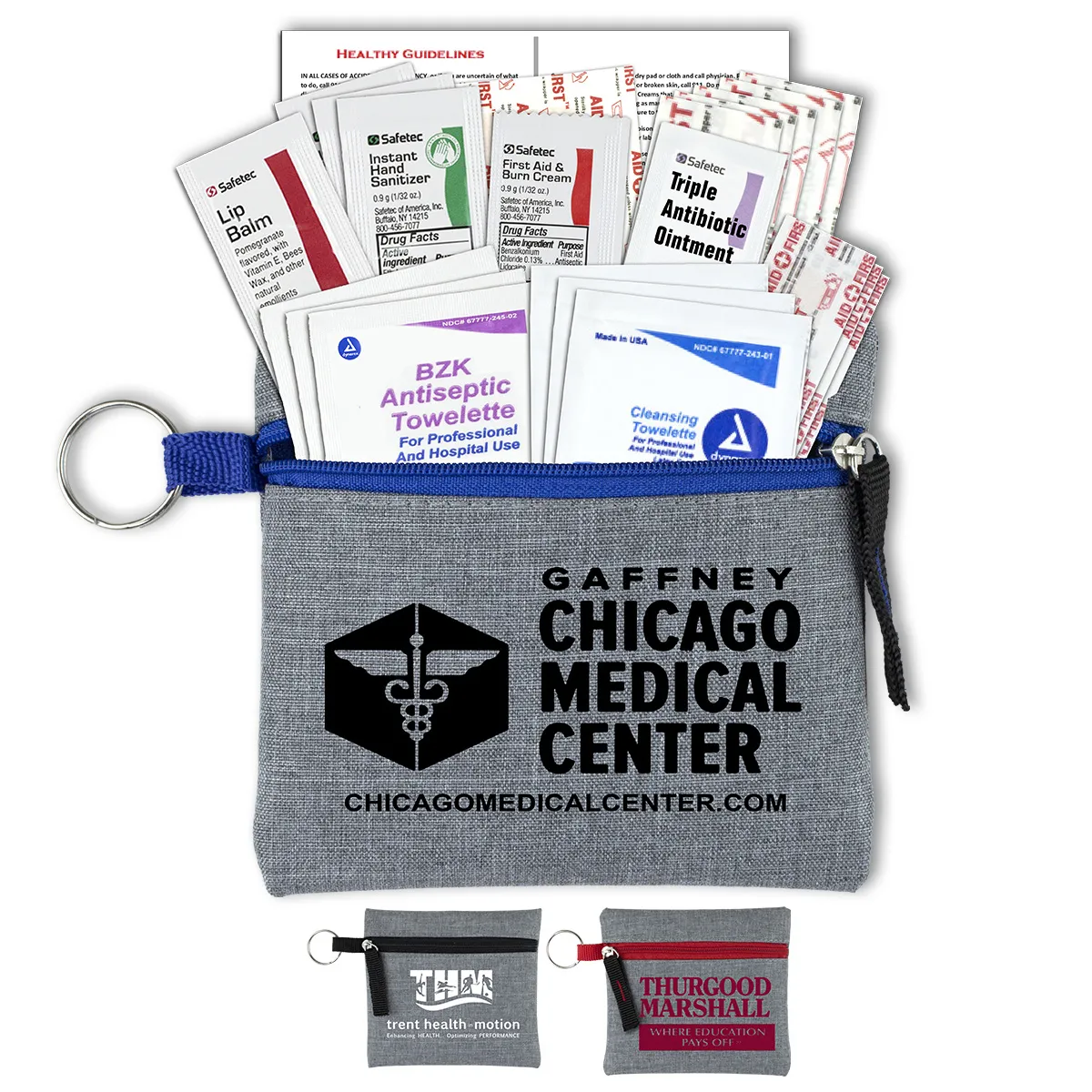 First Aid Kit Elara 22 Piece Heathered Pouch - 4.5 x 4.5 in