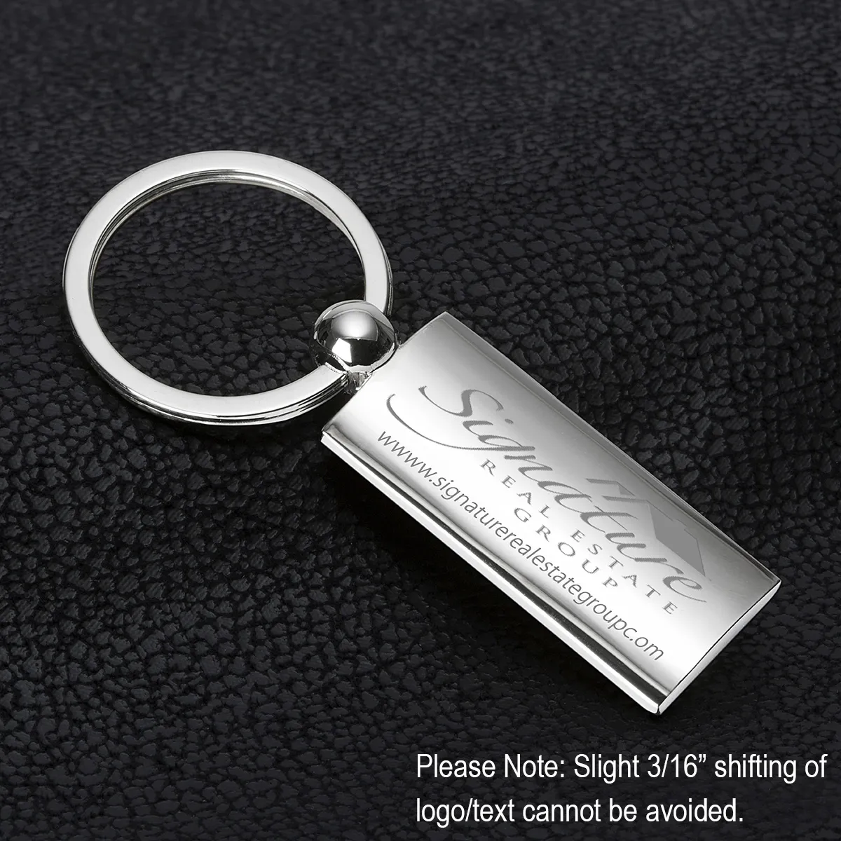 Custom Keychains Chrome Metal Laser Engraved - 3.4 x 1.4 in