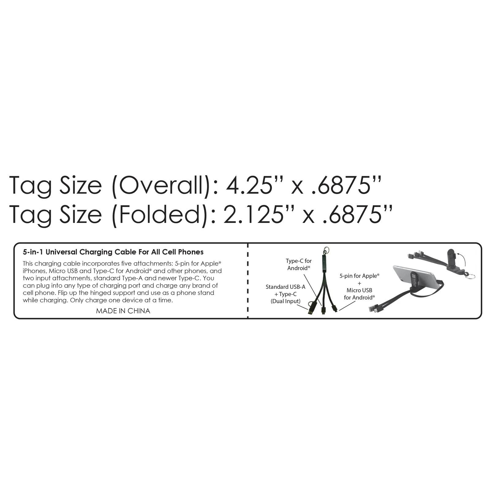 Phone Charging Cable 5-in-1 with Stand Acrylic - 9.4 x 0.8 in - product view 47