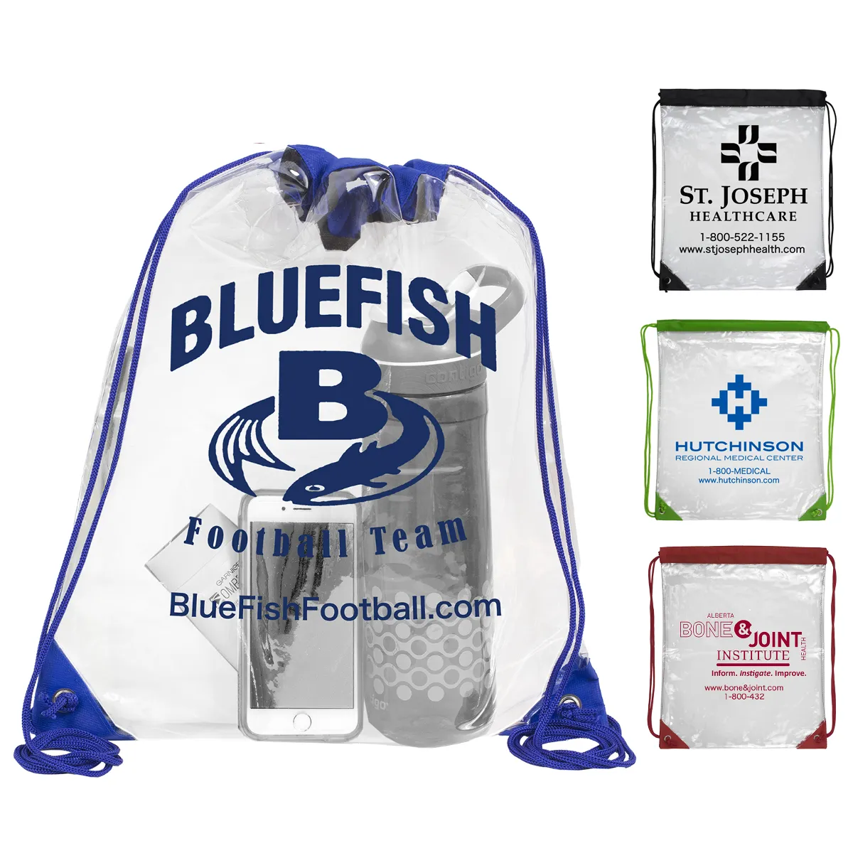 Clear Drawstring Backpack Stadium Compliant PVC - 13 x 16 in