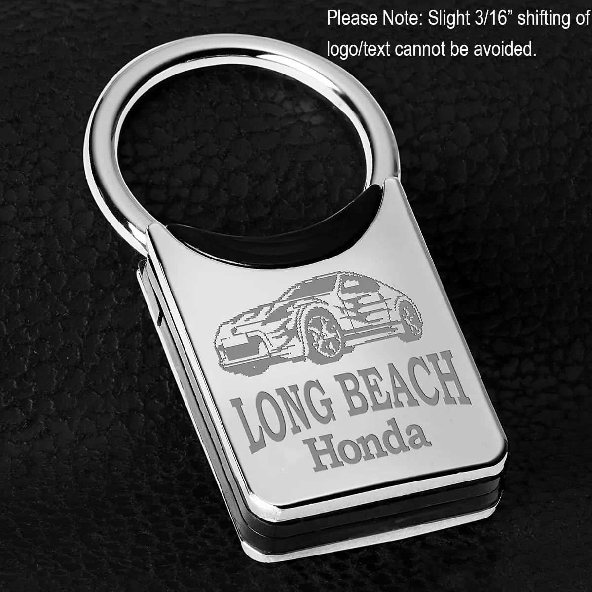 Custom Keychains Chrome Metal Laser Engraved - 1.3 x 2.6 in
