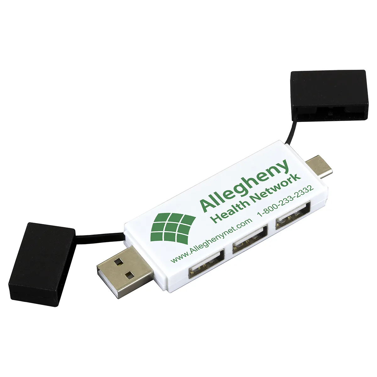 USB Hub 3 Port Mini with Type A Type C Adapter - 3.5 x 1 in - product view 4