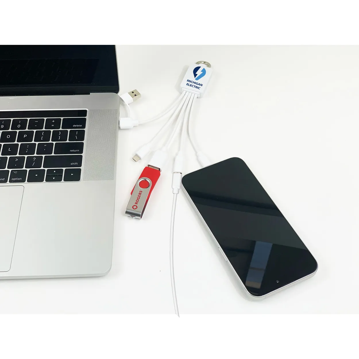 USB Charging Cable with 2-Port Hub Multi-Device - 7.5 in - product view 5