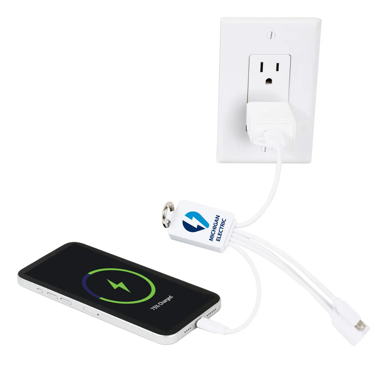 USB Charging Cable with 2-Port Hub Multi-Device - 7.5 in - product view 6