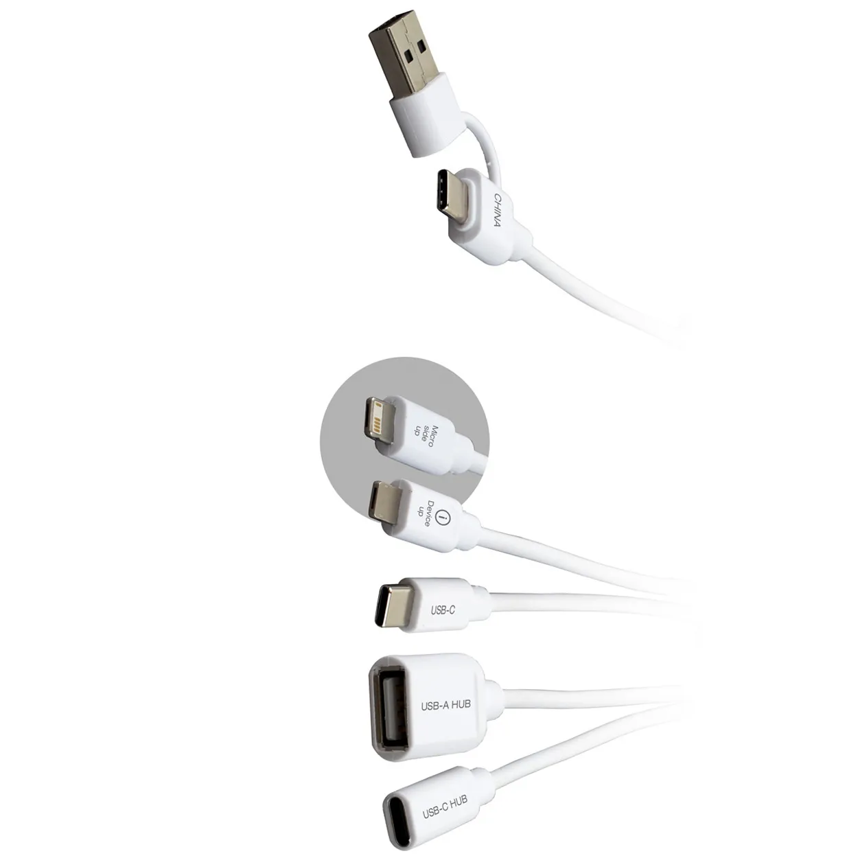 USB Charging Cable with 2-Port Hub Multi-Device - 7.5 in - product view 7