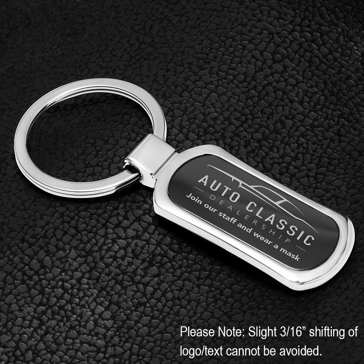 Metal Keychain Chrome Gunmetal Insert Zinc Alloy - 3.5 x 1 in