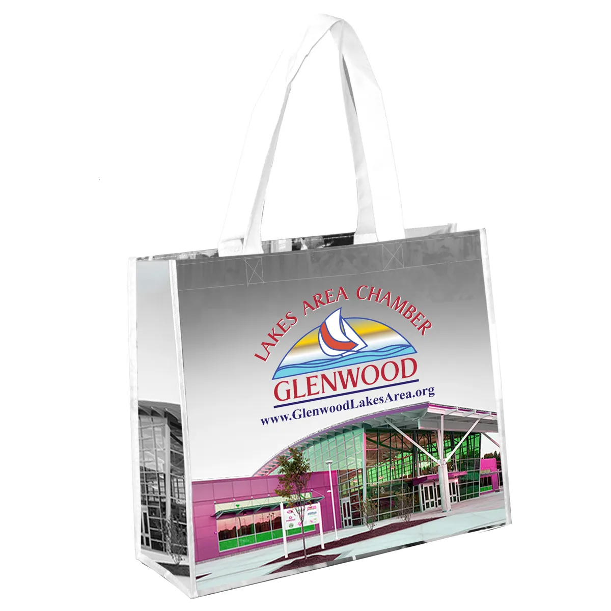 Shopping Tote Bag Non-Woven Full Color Laminated - 15 x 12.75 x 6 in