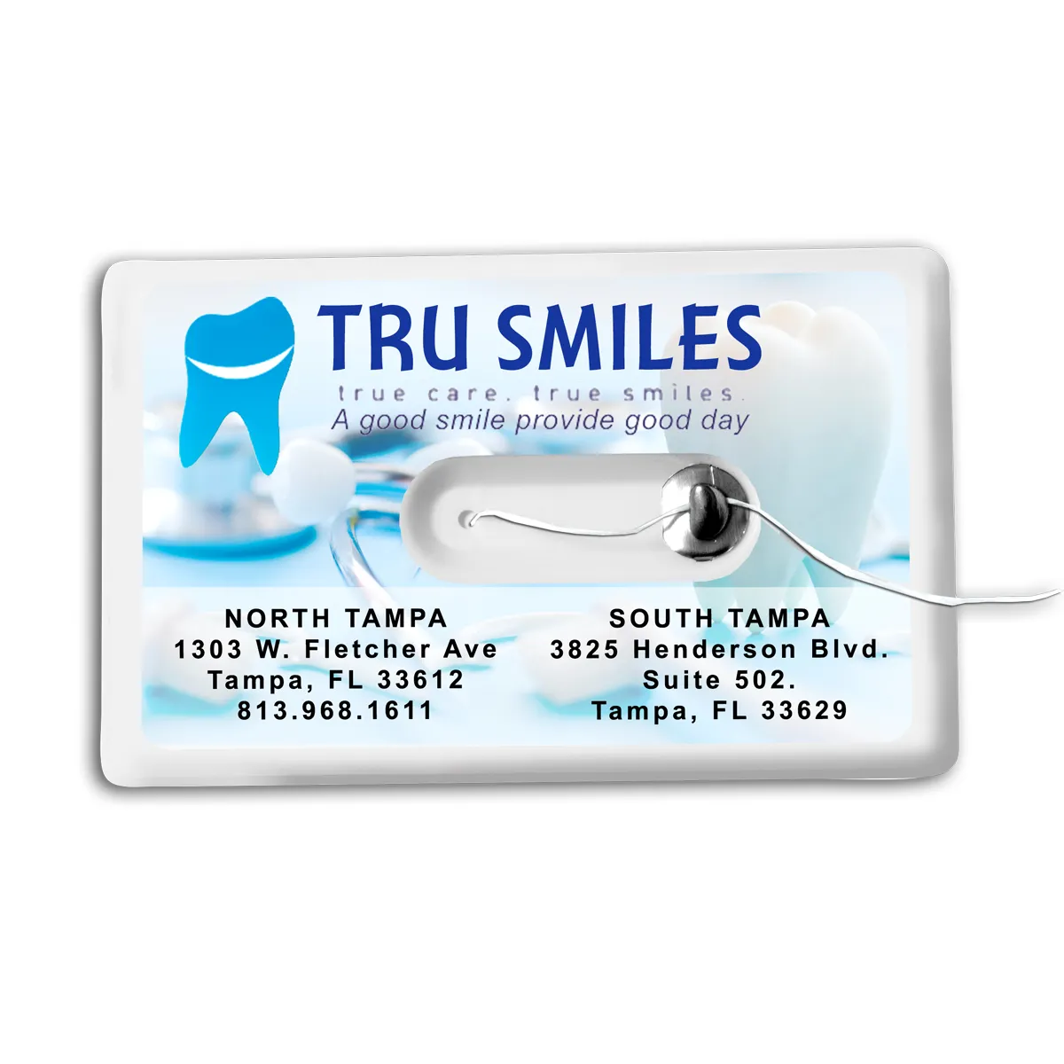 Dental Floss Dispenser Credit Card Size Mirror - 3.4 x 2.1 in