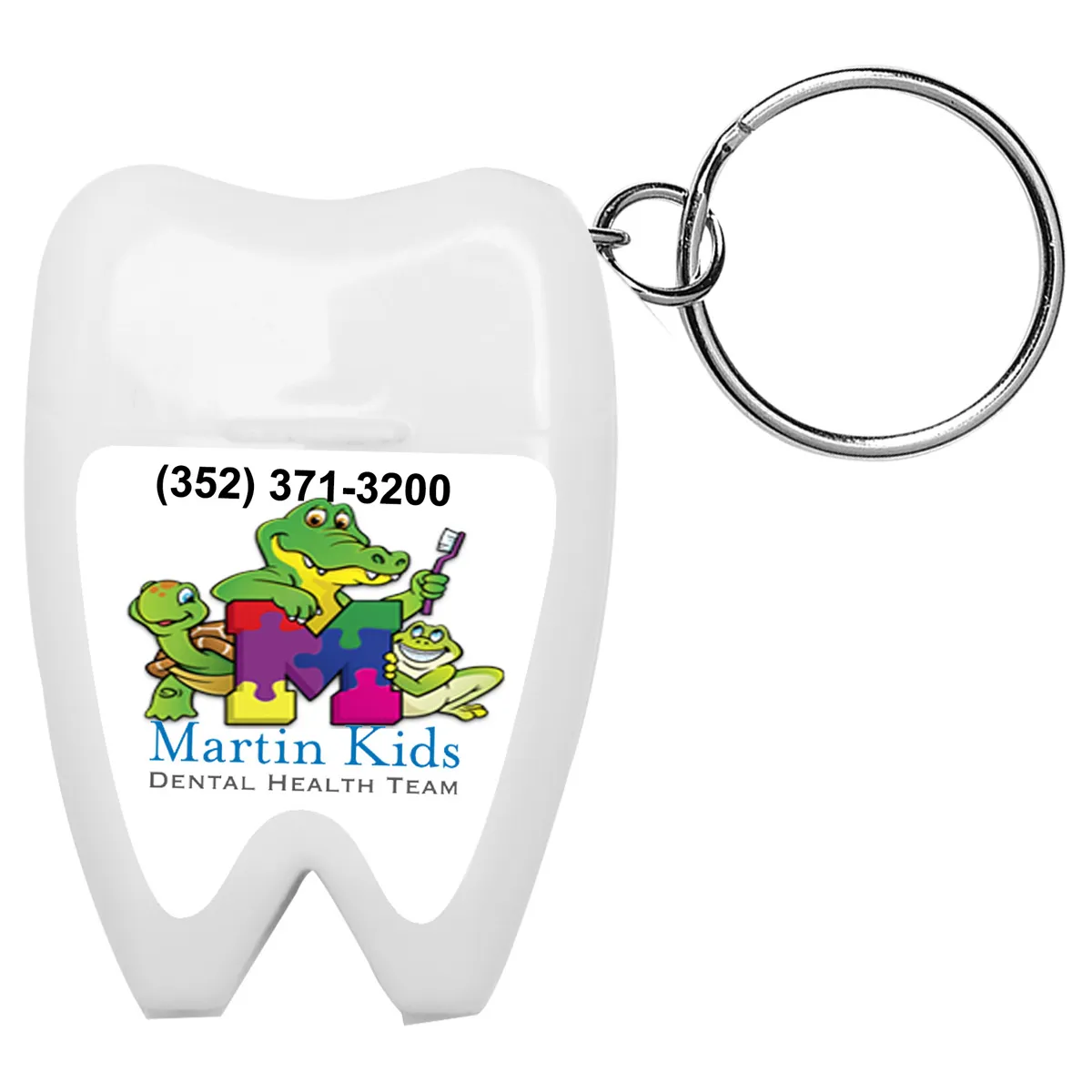 Tooth Shaped Dental Floss Dispenser with Keyring - 1.6 in - product view 2