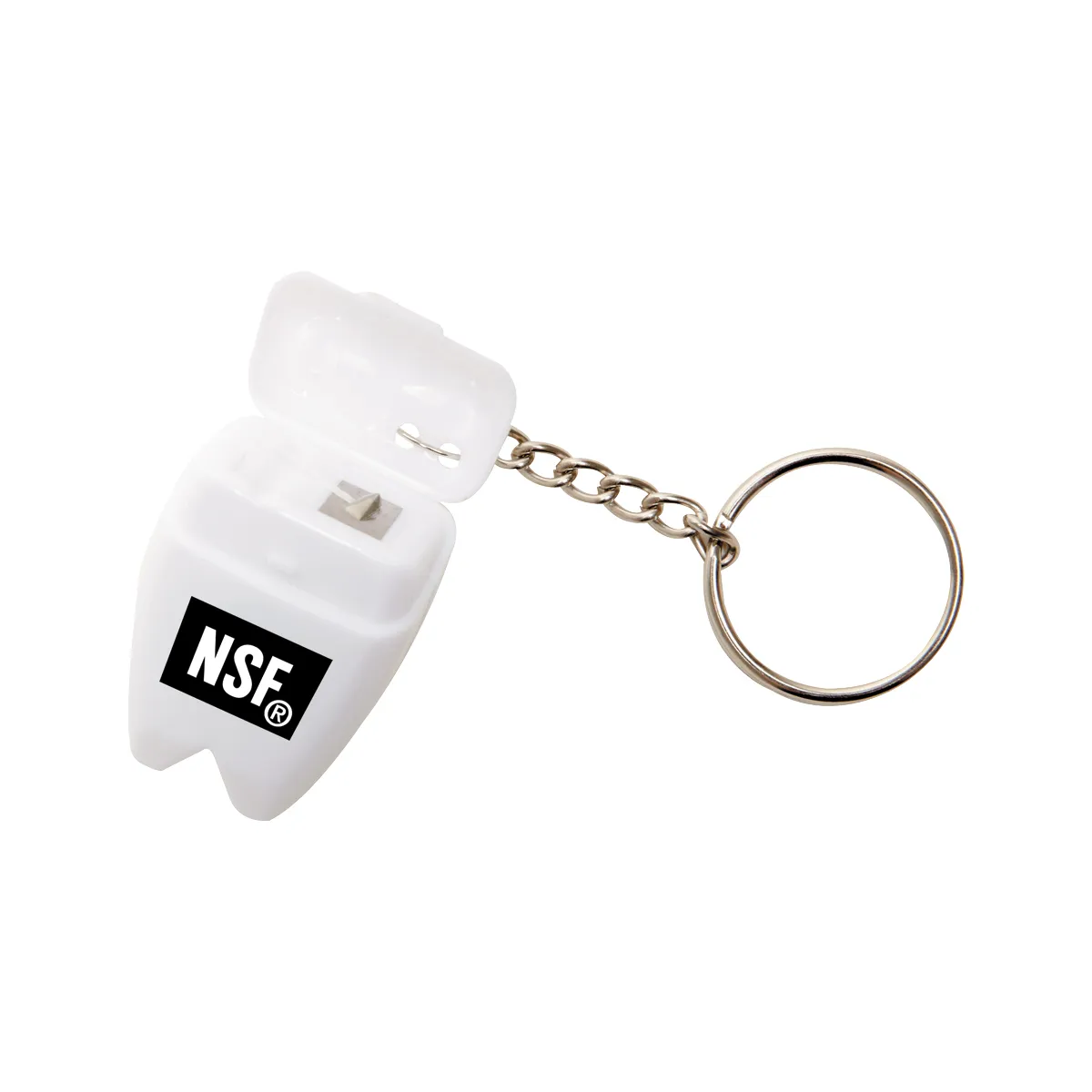 Tooth Shaped Dental Floss Dispenser with Keyring - 1.6 in - product view 3