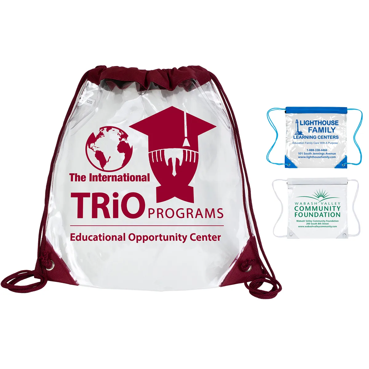 Clear Stadium Compliant Drawstring Backpack PVC - 12 x 12 in