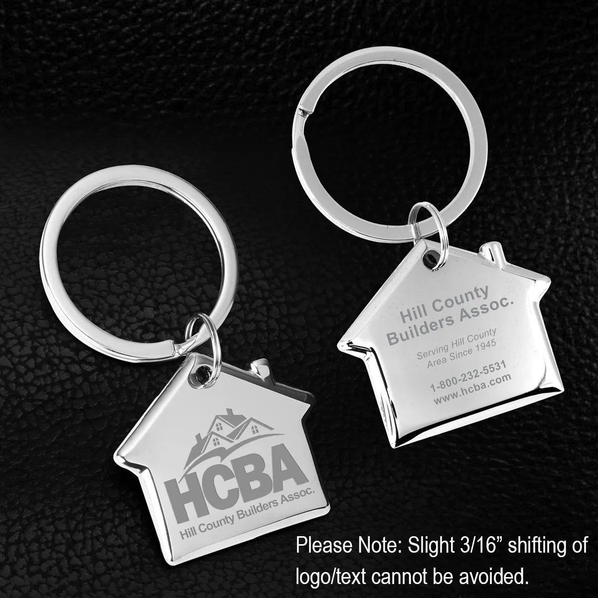 Metal Keychain House Shape Chrome Laser Engraved - 2.75 x 1.6 in