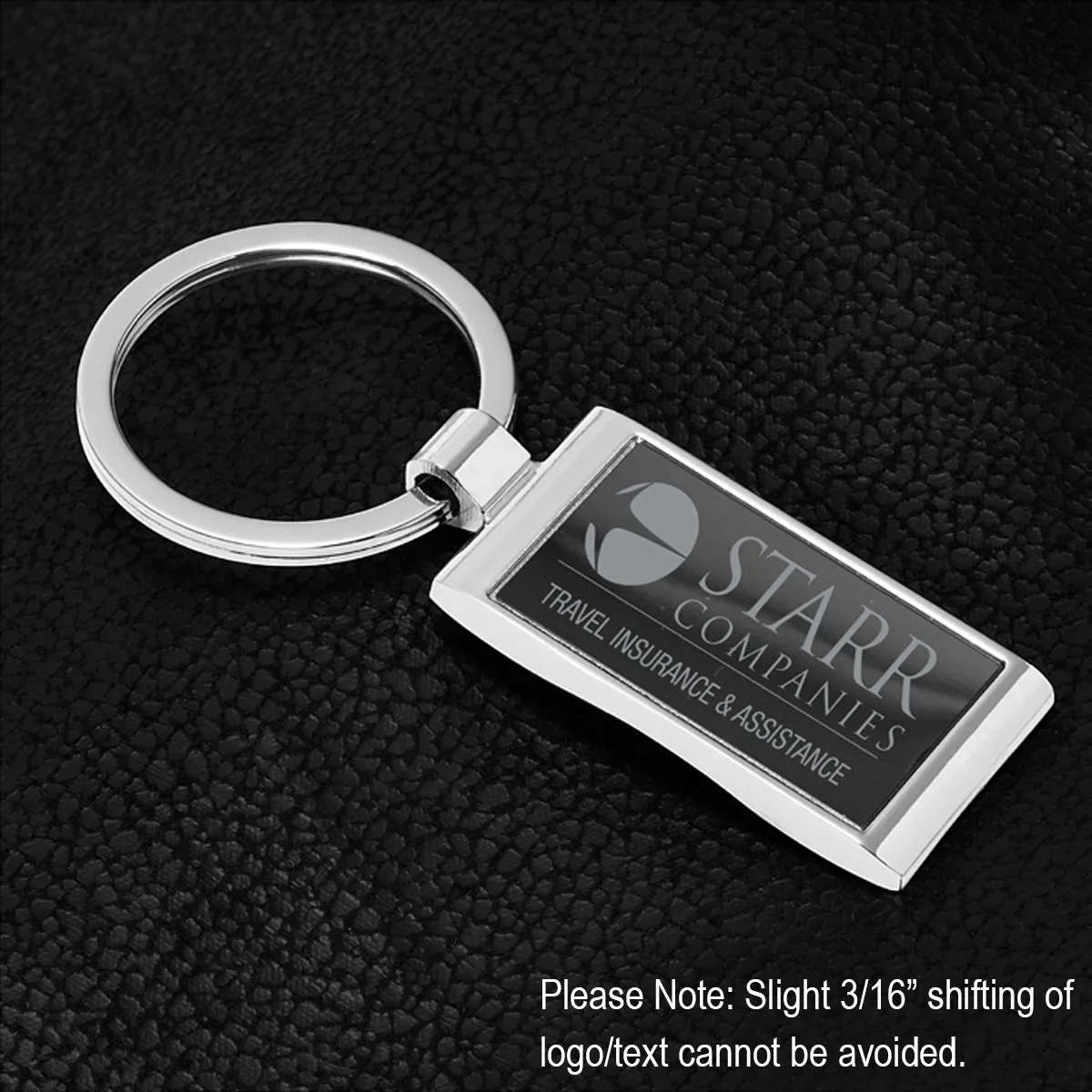 Custom Keychains Chrome Gunmetal Insert Zinc Alloy - 3.25 x 0.875 in
