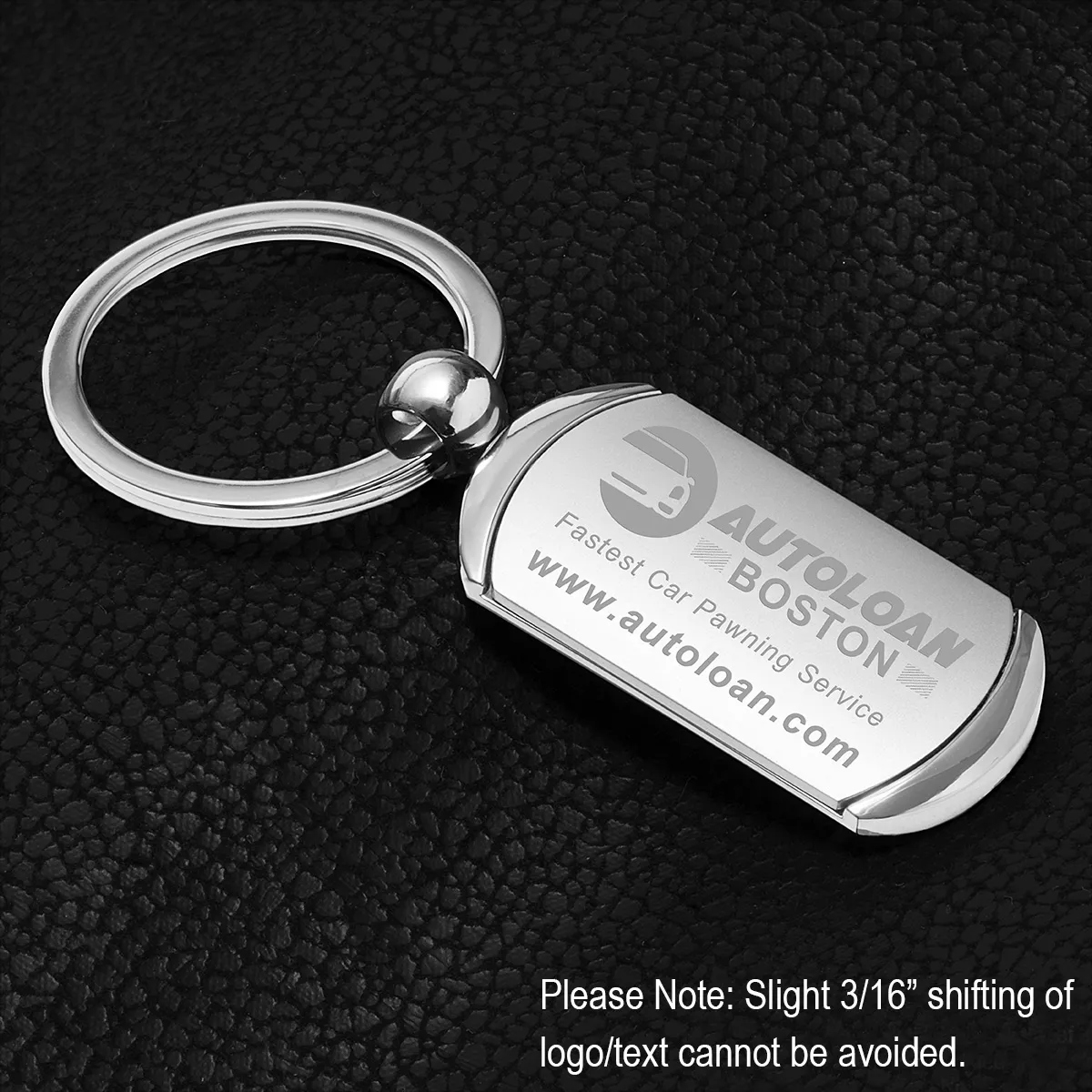 Custom Keychains Matte Chrome Accents Zinc Alloy - 3.25 x 1.375 in