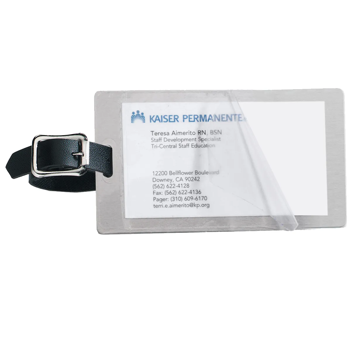 Luggage Tag Brushed Aluminum Kwik Seal Leatherette - 2.5 x 4.25 in - product view 4