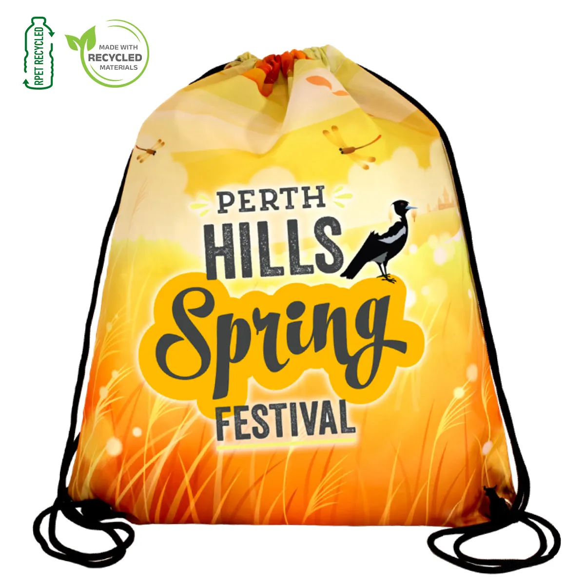 Drawstring Backpack Recycled RPET Full Color - 14 x 17 in