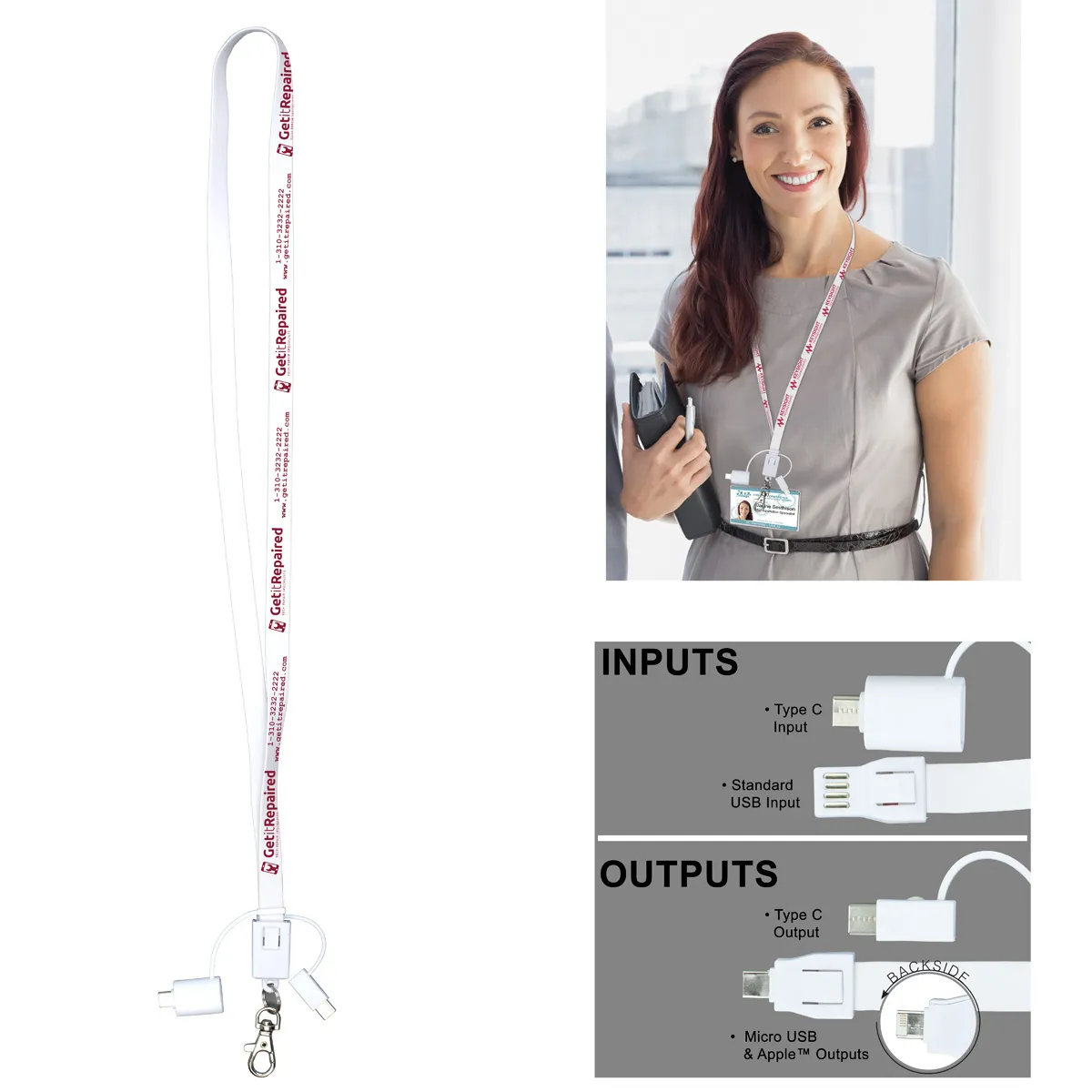 Lanyard Charging Cable 5-in-1 Multi Device - 34 in