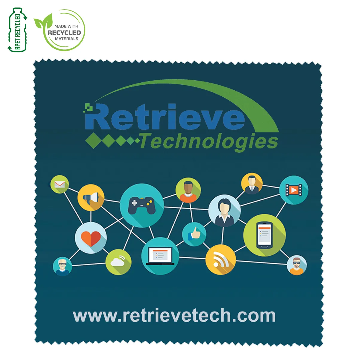 Microfiber Screen Cleaner Recycled RPET Full Color - 3 x 3 in