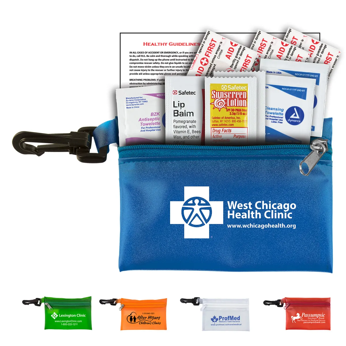 First Aid Sun Kit 10 Piece with Carabiner Translucent - 4.9 x 3.5 in