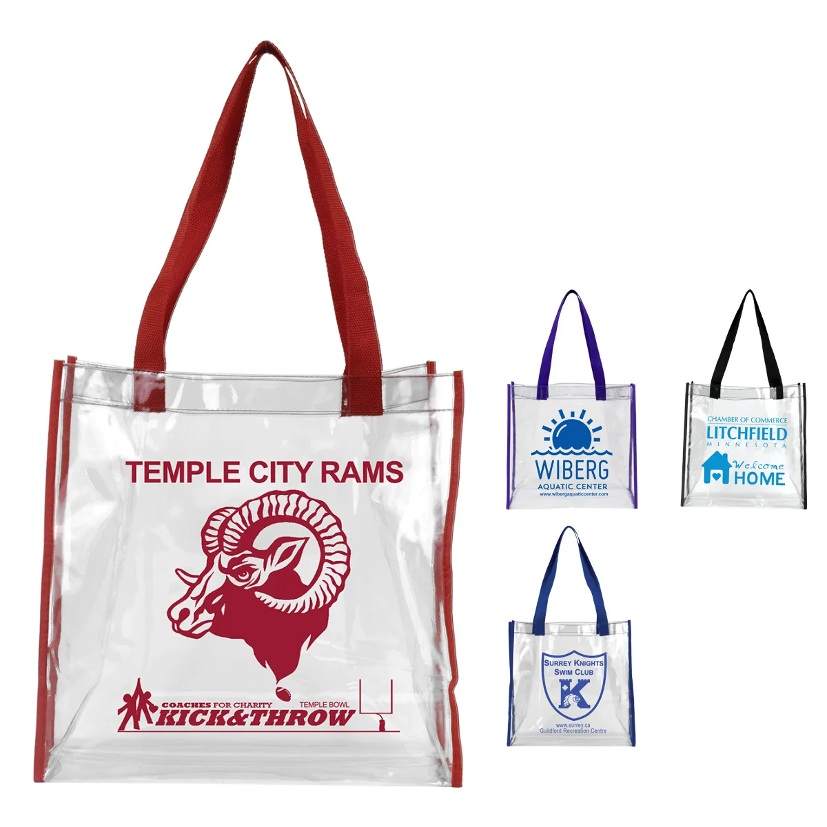 Clear Stadium Tote Bag Vinyl Compliant Policy - 12 x 12 x 6 in
