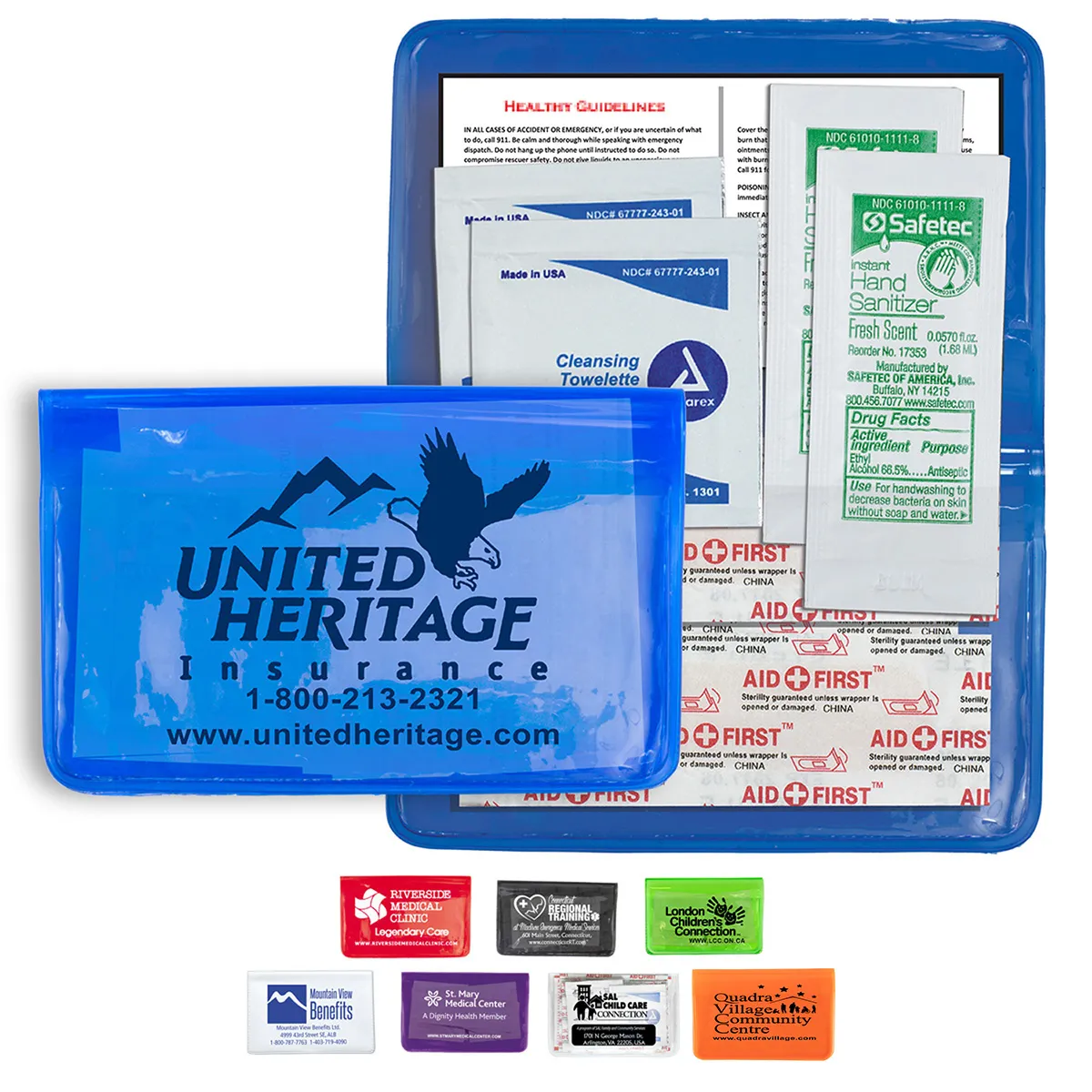 First Aid Kit 9 Piece Stay Clean Hand Sanitizer - 4.5 x 2.9 in