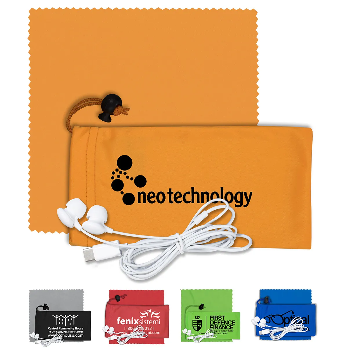Mobile Tech Earbud Kit Microfiber Cloth Cinch - 3.5 x 7 in
