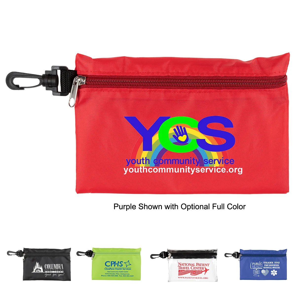 Zipper Storage Pouch with Plastic Hook Polyester - 7.5 x 5 in