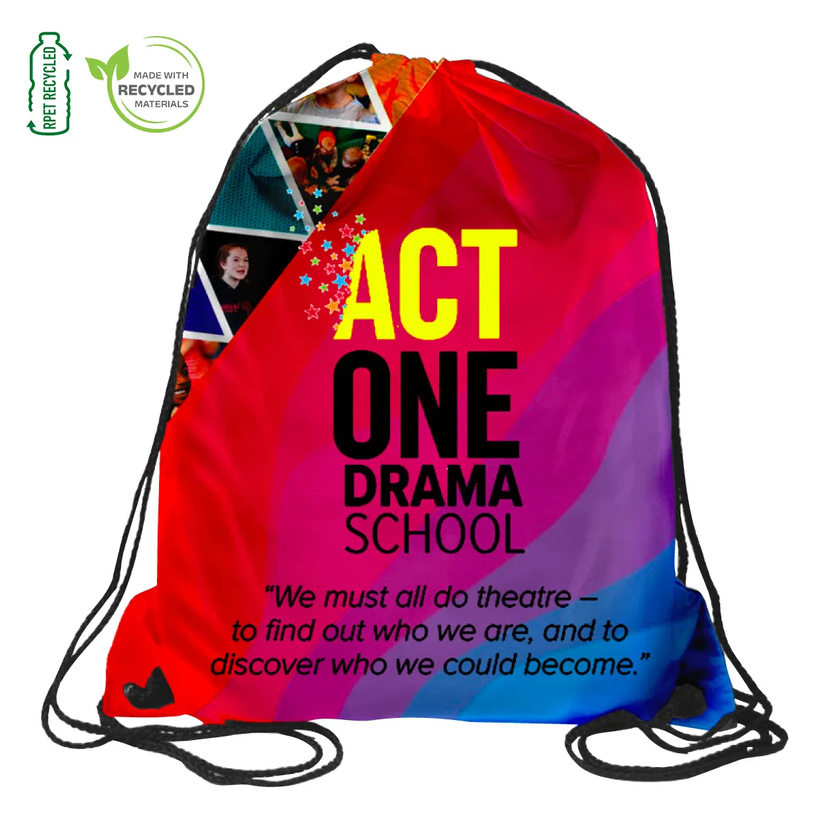 Recycled RPET Drawstring Backpack Full Color Sublimation - 15 x 18 in