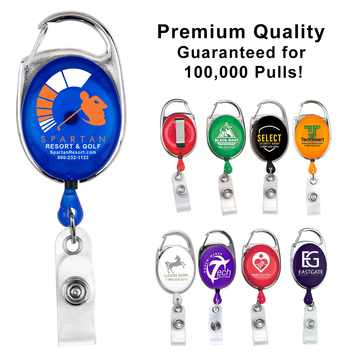 Carabiner Badge Reel Retractable 30 Inch Cord Zinc Alloy - 2 x 1.38 in