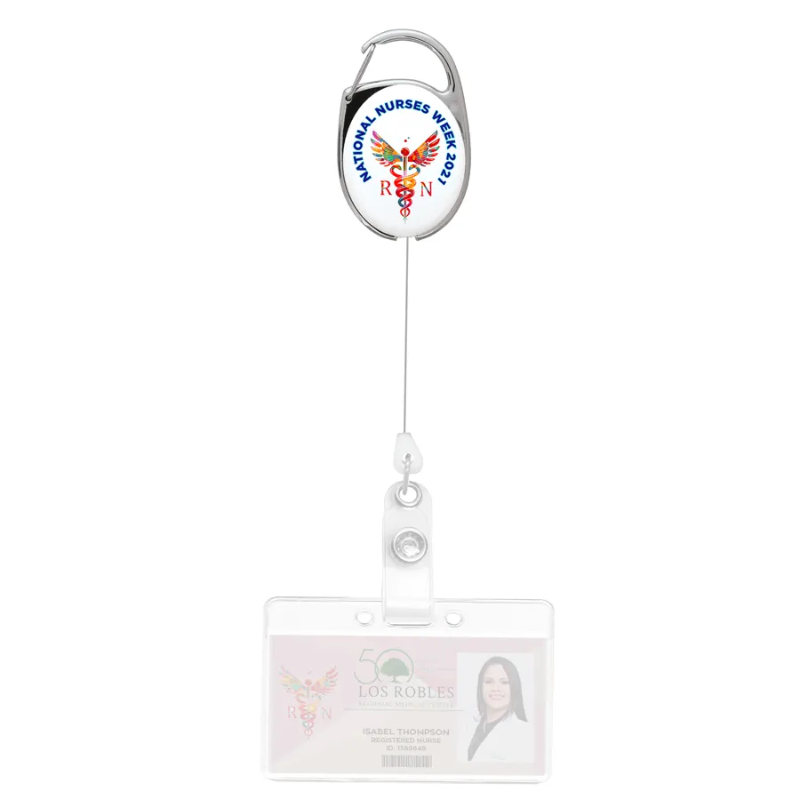 Carabiner Badge Reel Full Color Imprint 30 Inch Cord - 2 x 1.38 in - product view 2